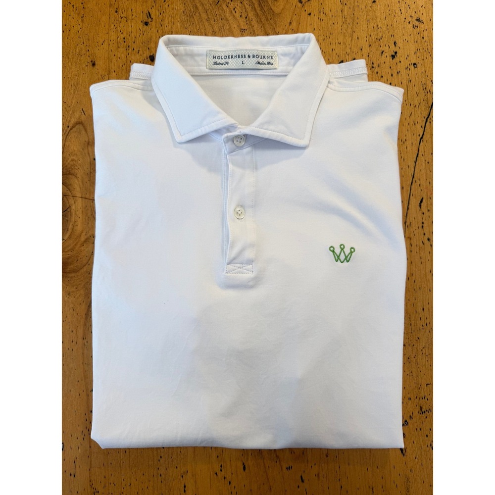 Holderness & Bourne The Scott Shirt Size L White Arccos Golf Polo HB2027.369